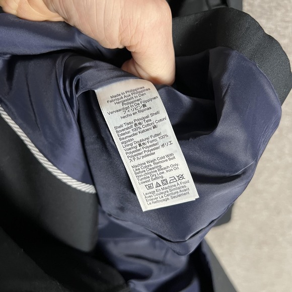 J Crew Coat Womens 8 Black Belted Hooded Trench‎ Double Breasted Classic - Picture 7 of 8